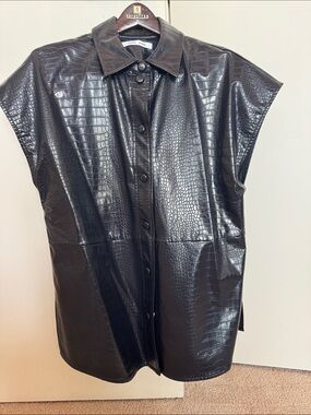 Dark Plum, Faux Croc Button-Up Vest